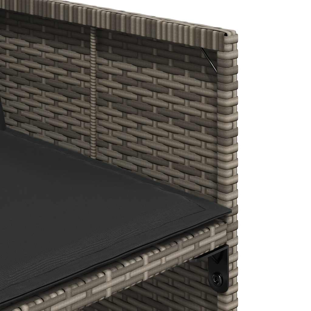 9 részes szürke polyrattan kerti étkezőgarnitúra párnával