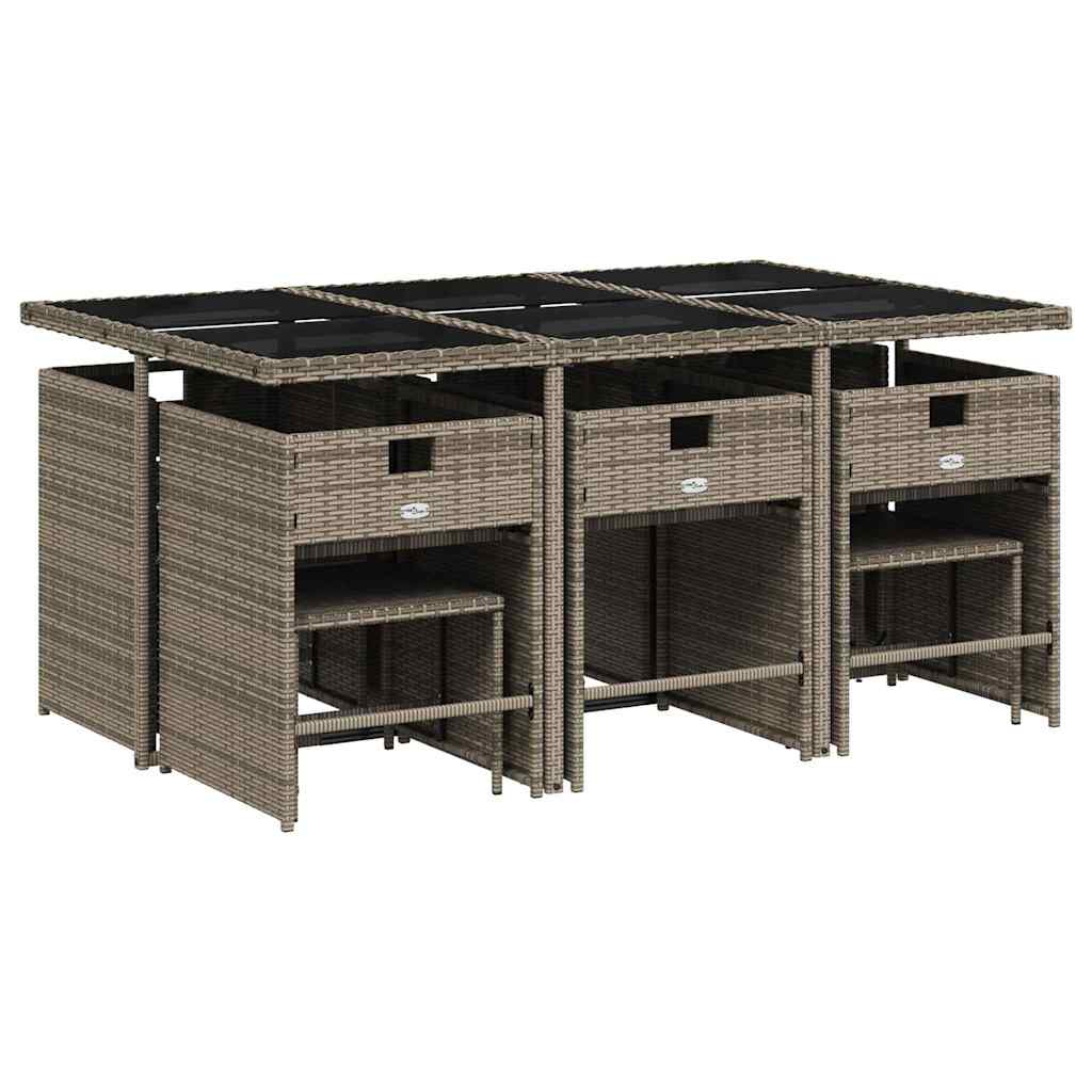 11 részes szürke polyrattan kerti ülőgarnitúra párnákkal