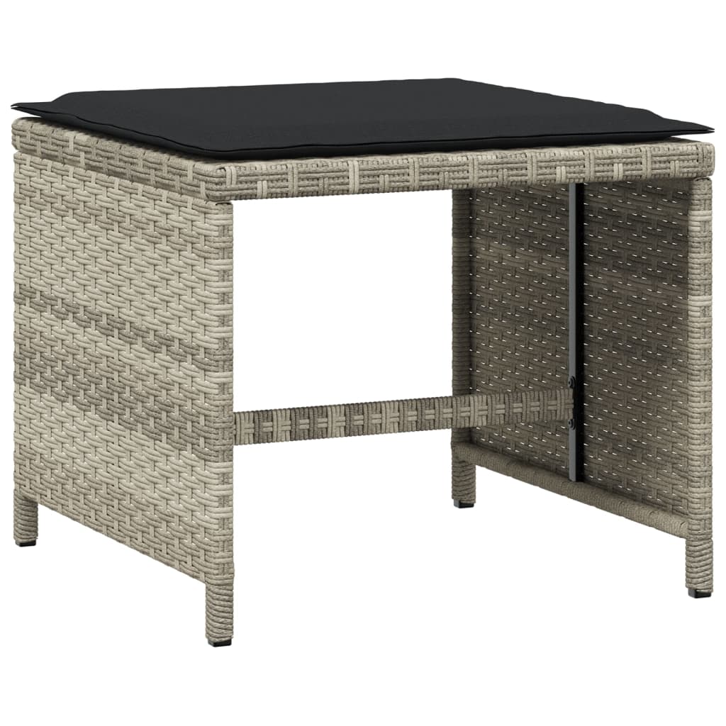 11 részes világosszürke polyrattan kerti ülőgarnitúra párnákkal