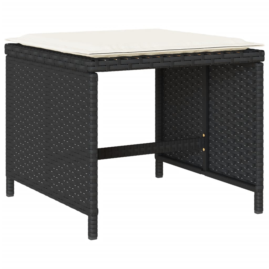 13 részes fekete polyrattan kerti ülőgarnitúra párnákkal