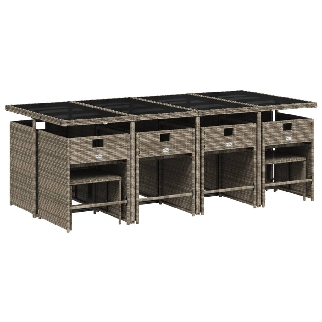 13 részes szürke polyrattan kerti ülőgarnitúra párnákkal