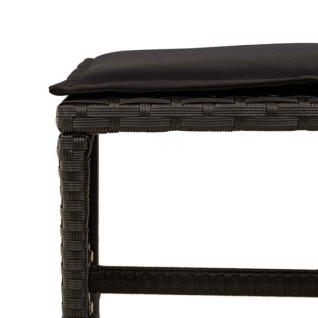 15 részes fekete polyrattan kerti étkezőgarnitúra párnákkal