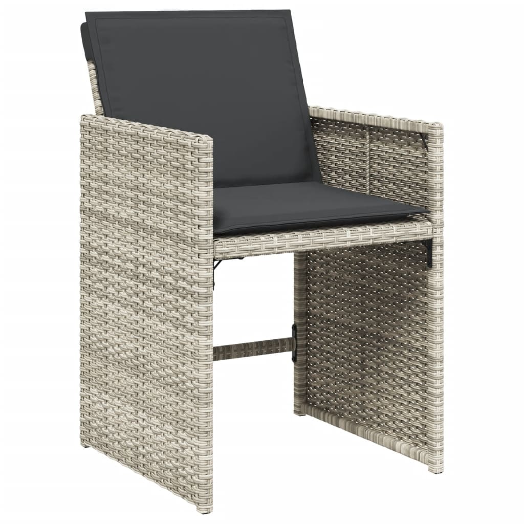 15 részes szürke polyrattan kerti étkezőgarnitúra párnákkal