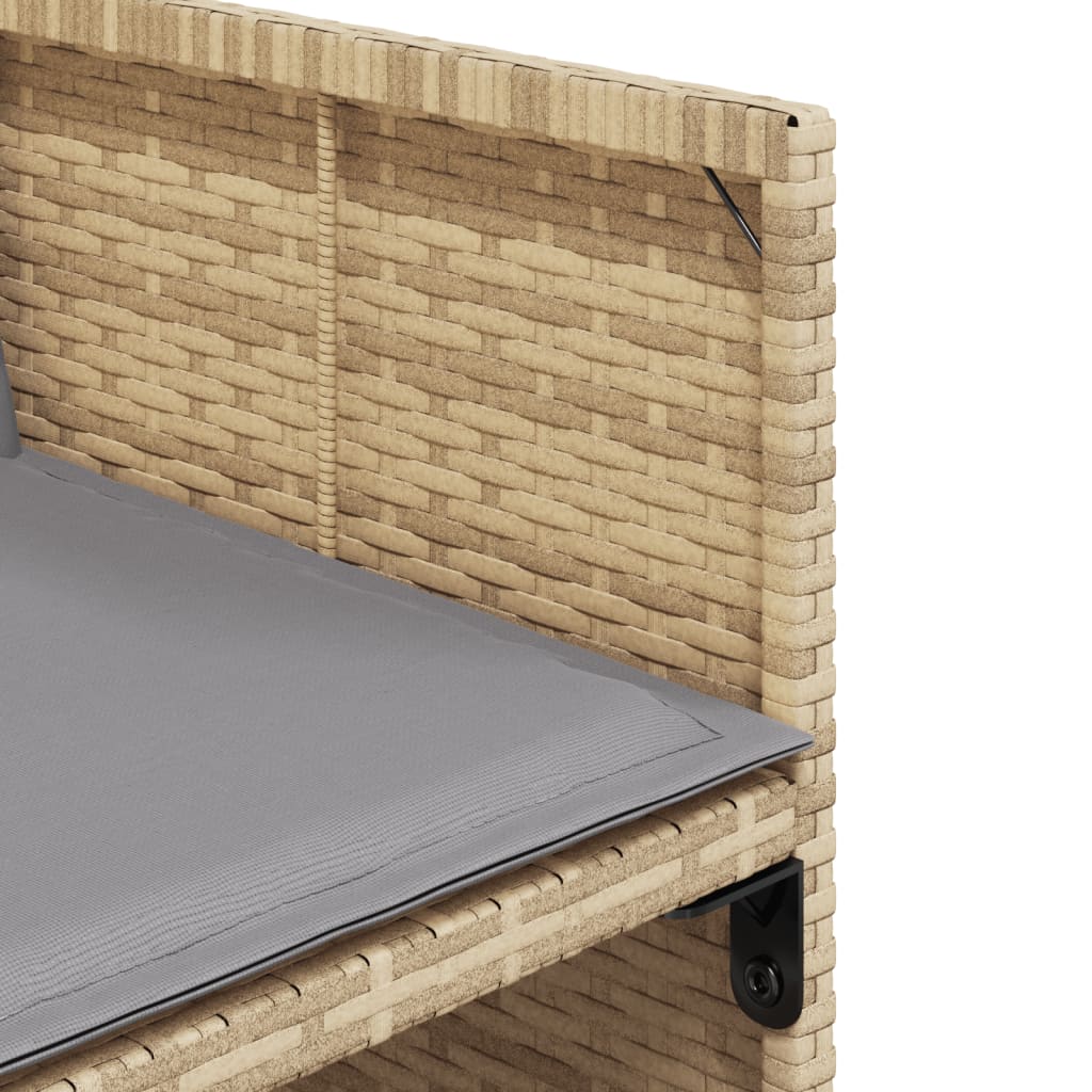 15 részes vegyes bézs polyrattan kerti étkezőgarnitúra párnával