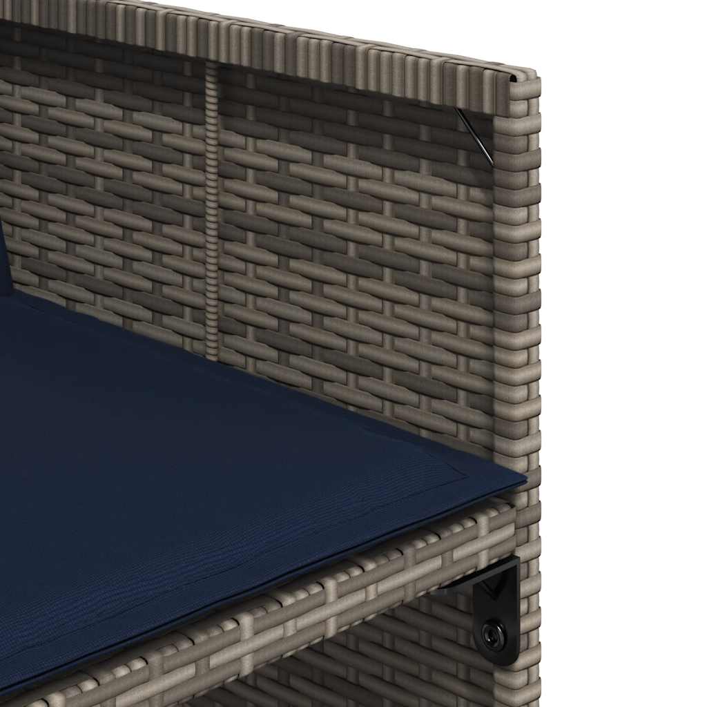 15 db szürke polyrattan kerti étkezőgarnitúra párnákkal
