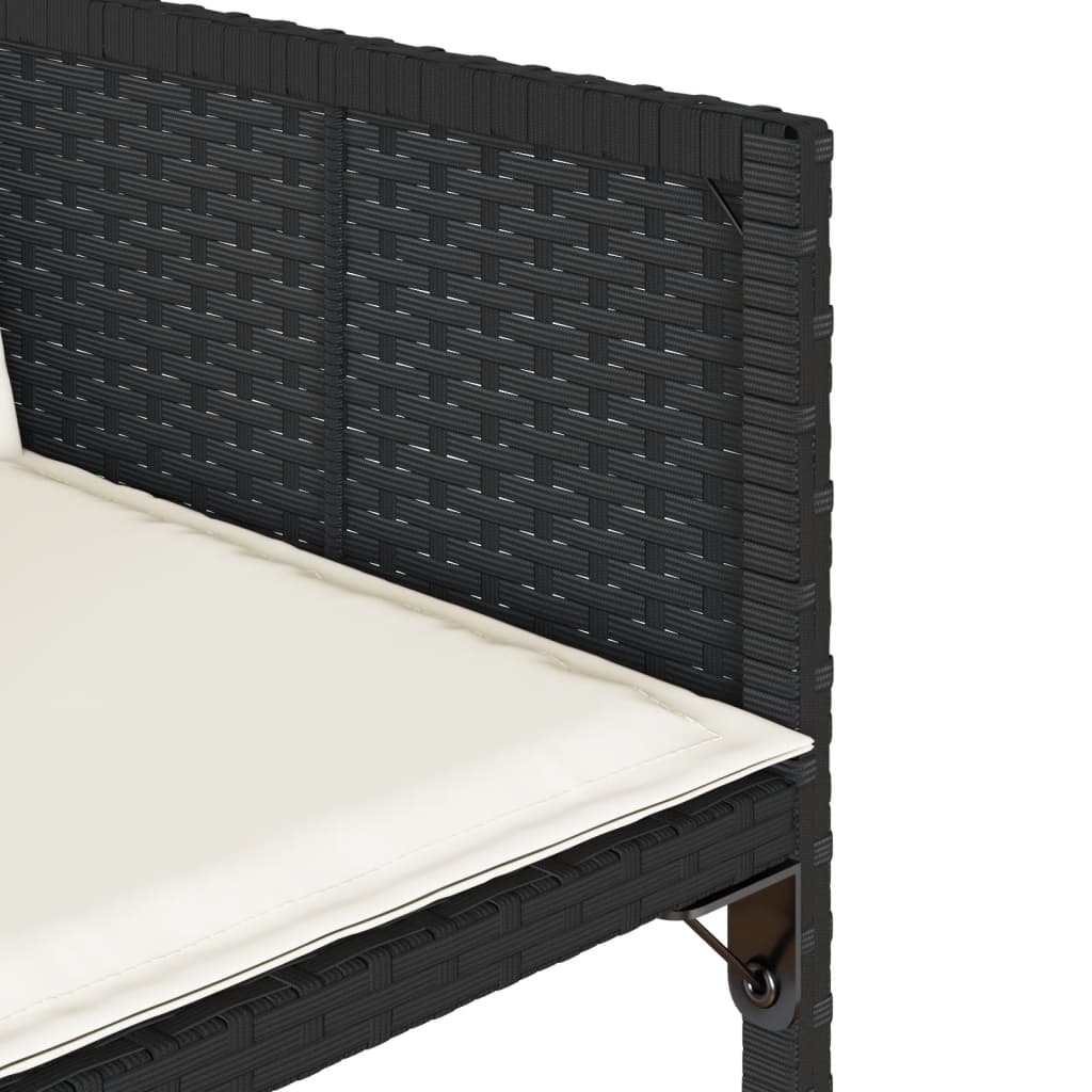 7 részes fekete polyrattan kerti étkezőgarnitúra párnával