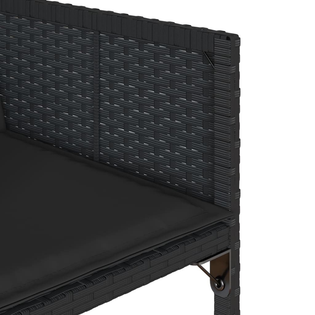 7 részes fekete polyrattan kerti étkezőgarnitúra párnával