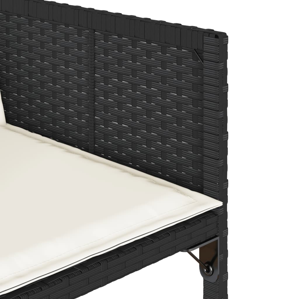 7 részes fekete polyrattan kerti étkezőgarnitúra párnával