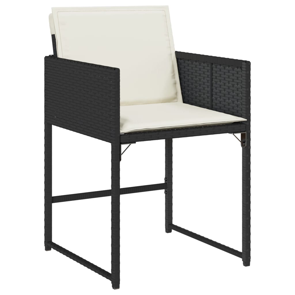 11 részes fekete polyrattan kerti étkezőgarnitúra párnákkal