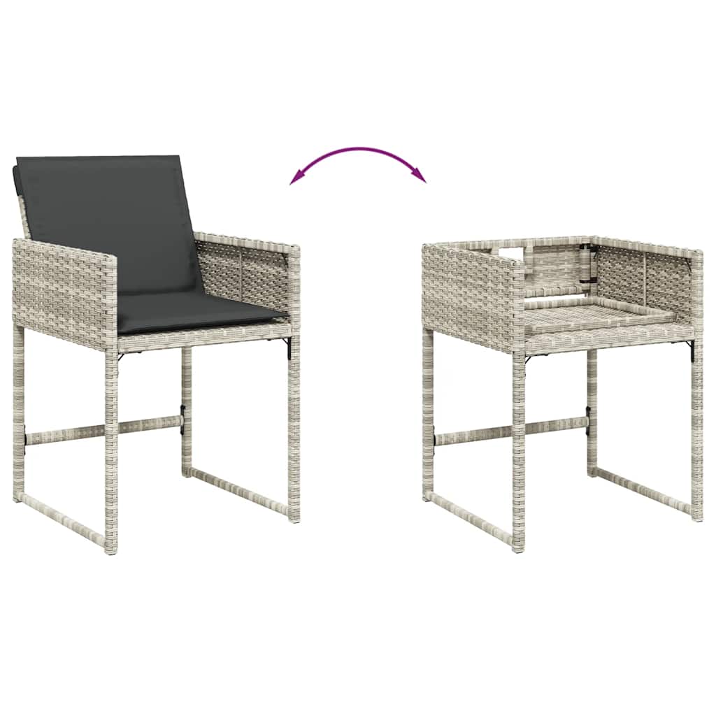 9részes világosszürke polyrattan kerti étkezőgarnitúra párnával