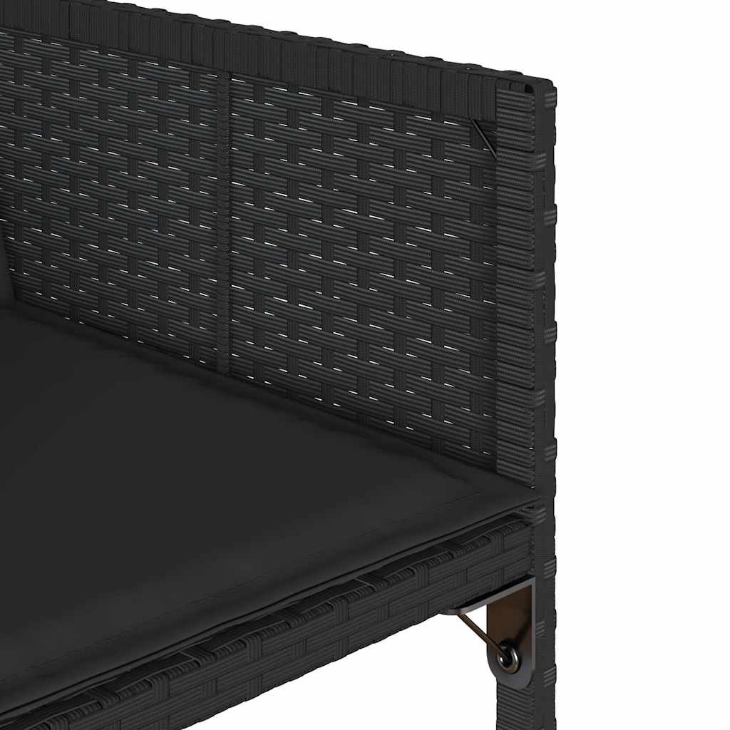 11 részes fekete polyrattan kerti étkezőgarnitúra párnákkal