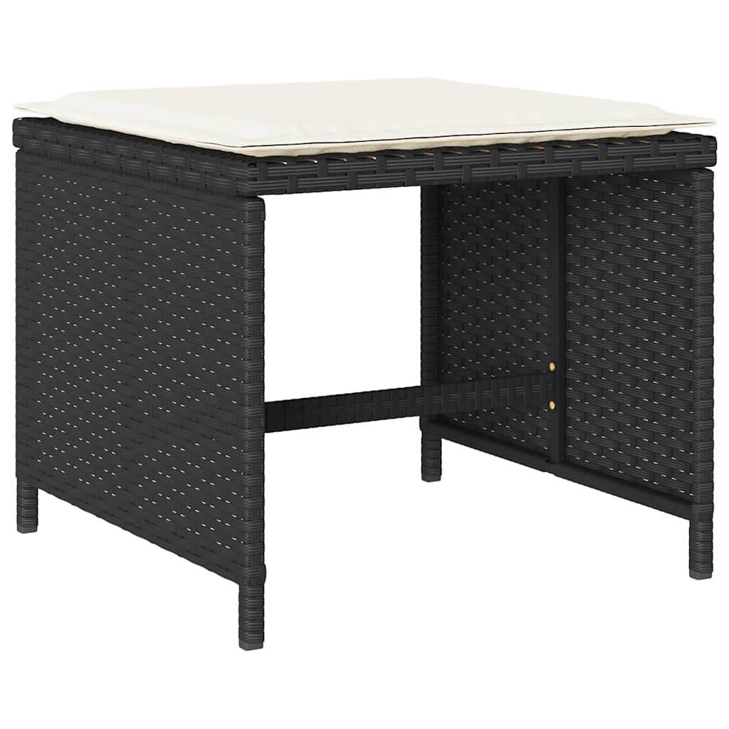 13 részes fekete polyrattan kerti ülőgarnitúra párnákkal