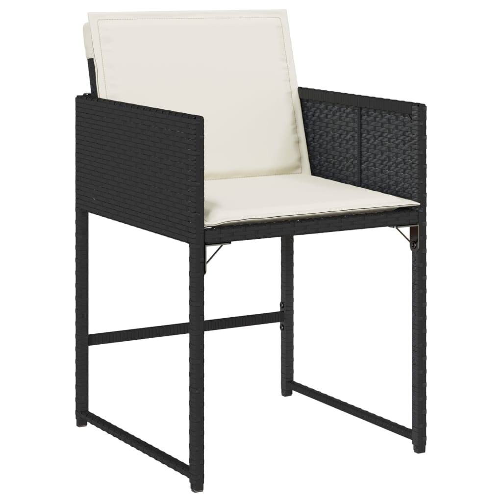 11 részes fekete polyrattan kerti étkezőgarnitúra párnákkal