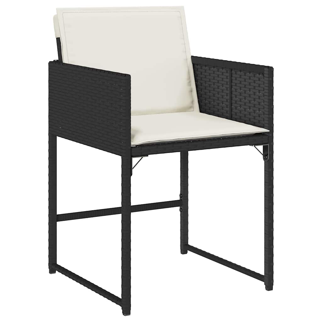 11 részes fekete polyrattan kerti étkezőgarnitúra párnákkal