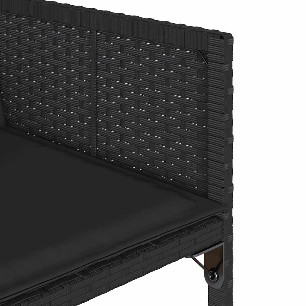 17 részes fekete polyrattan kerti étkezőgarnitúra párnákkal