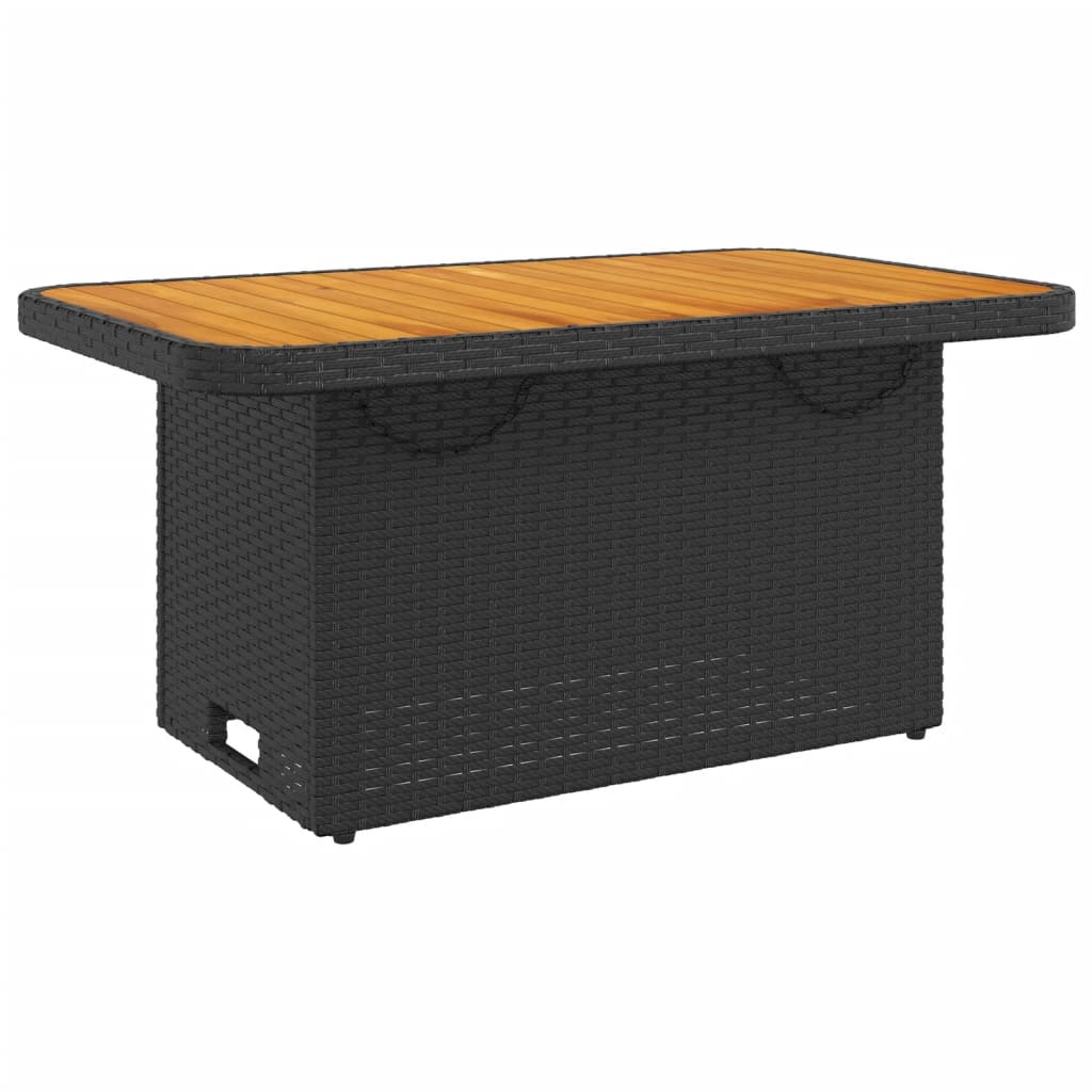 2 részes fekete polyrattan kerti étkezőgarnitúra párnával