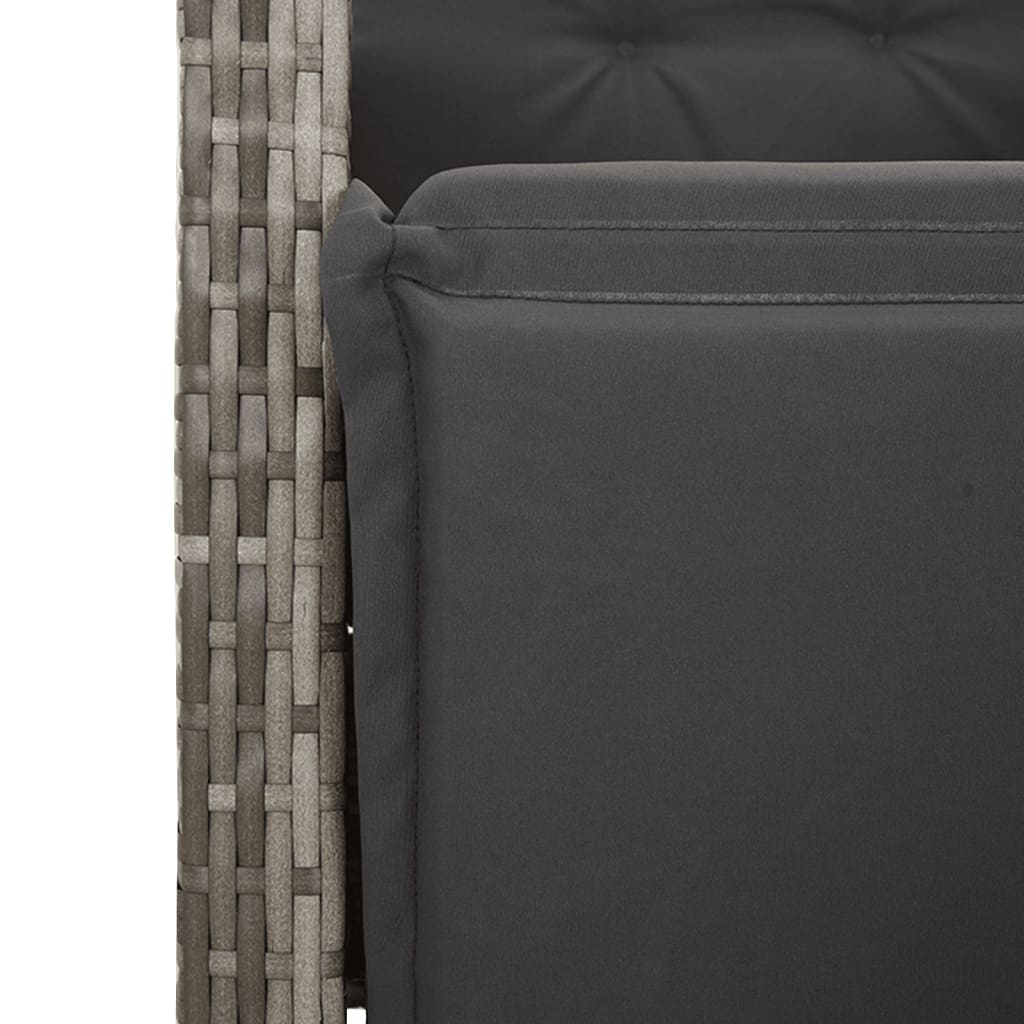 3 részes szürke polyrattan kerti étkezőgarnitúra párnával