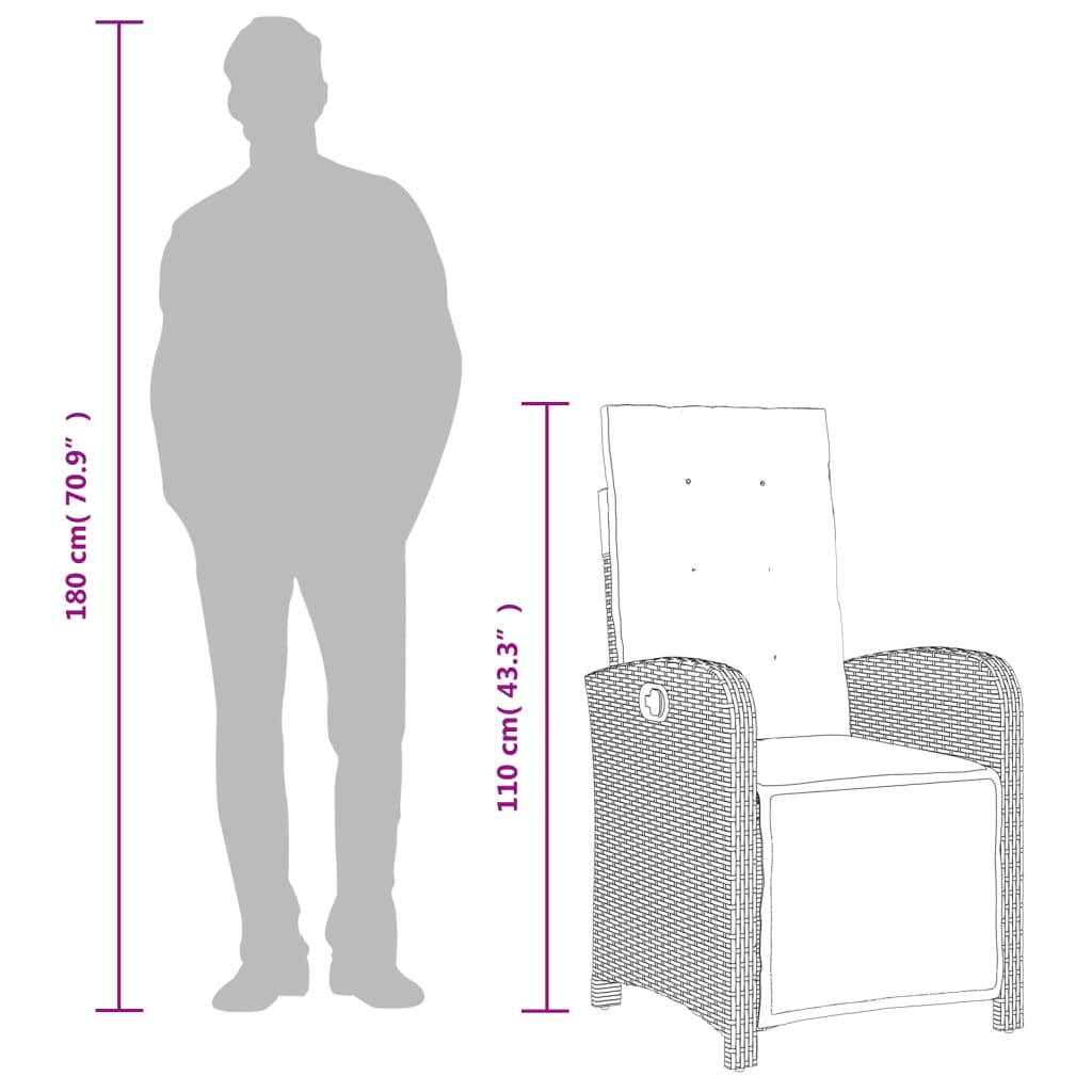 3 részes szürke polyrattan kerti étkezőgarnitúra párnával