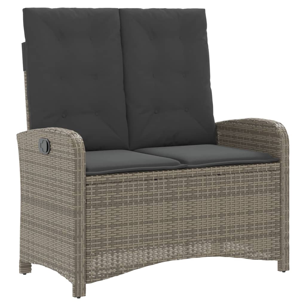 2 részes szürke polyrattan kerti étkezőgarnitúra párnákkal