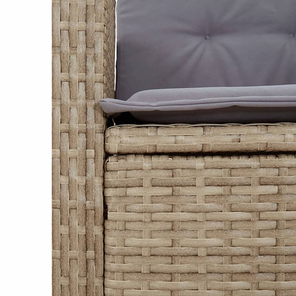 2 részes bézs polyrattan kerti étkezőgarnitúra párnákkal
