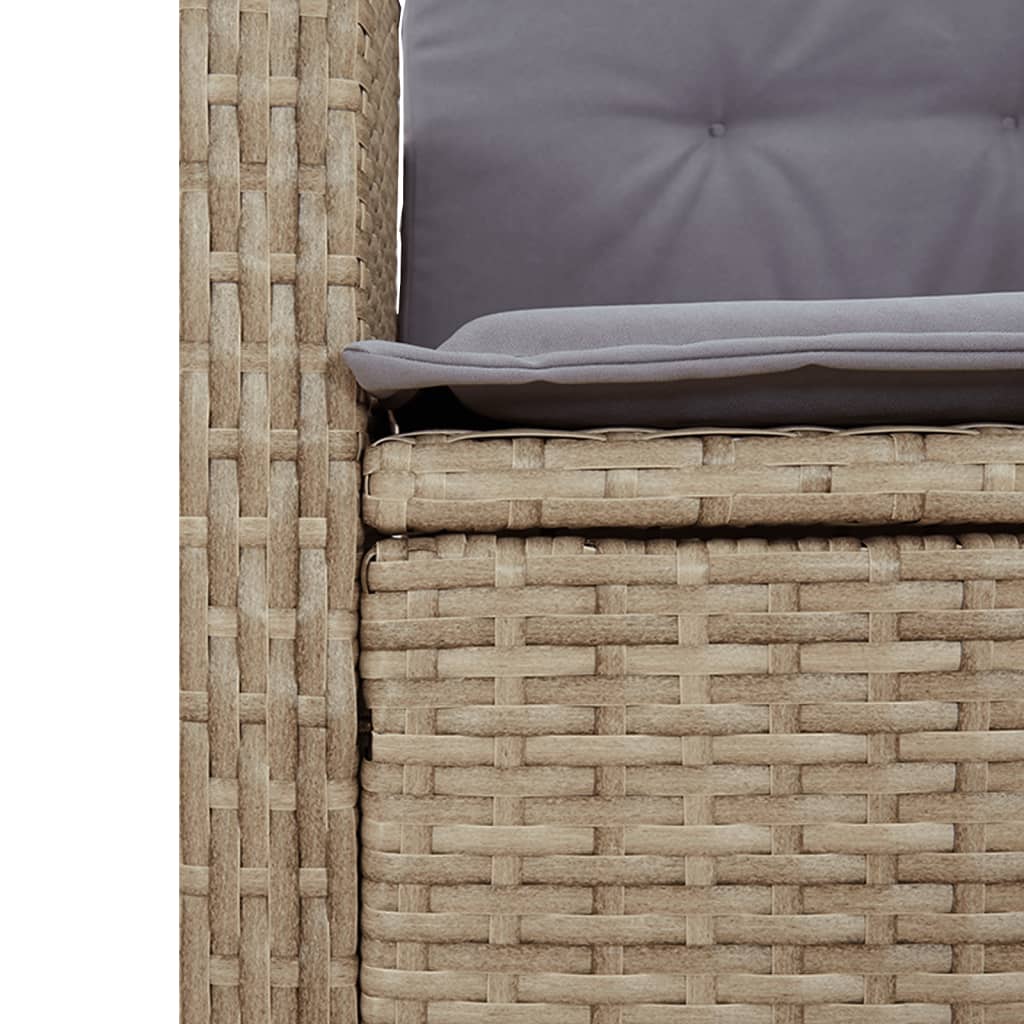2 részes bézs polyrattan kerti étkezőgarnitúra párnákkal