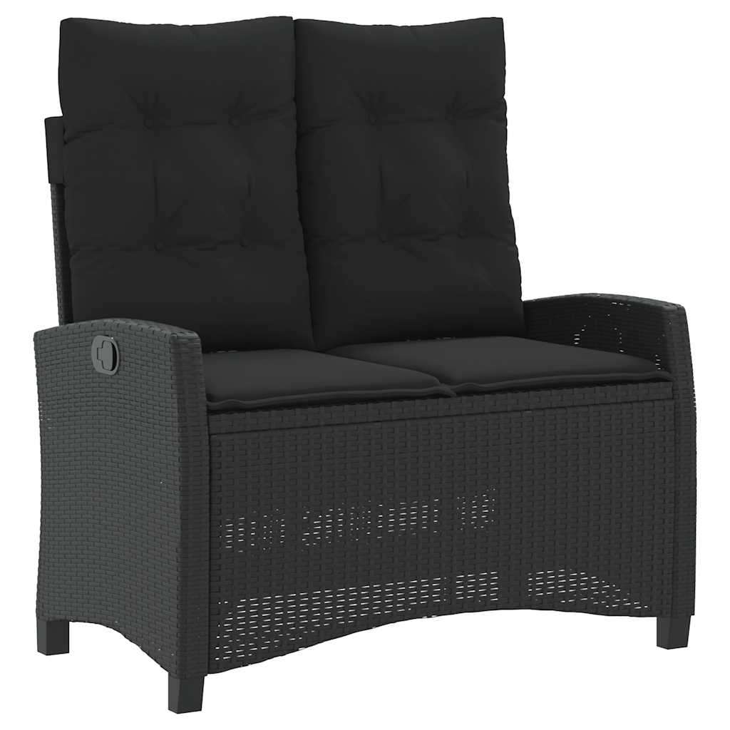 2 részes fekete polyrattan kerti étkezőgarnitúra párnával