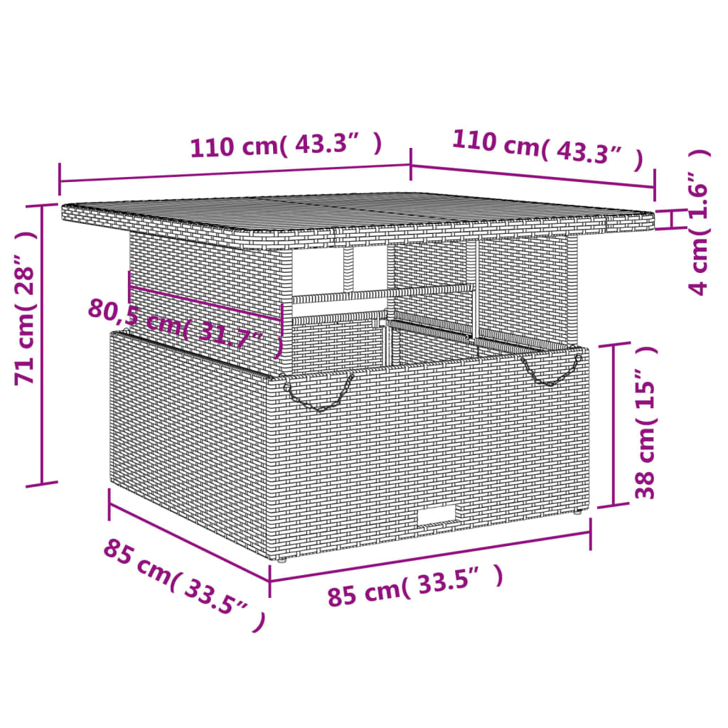 4 részes szürke polyrattan kerti étkezőszett párnával