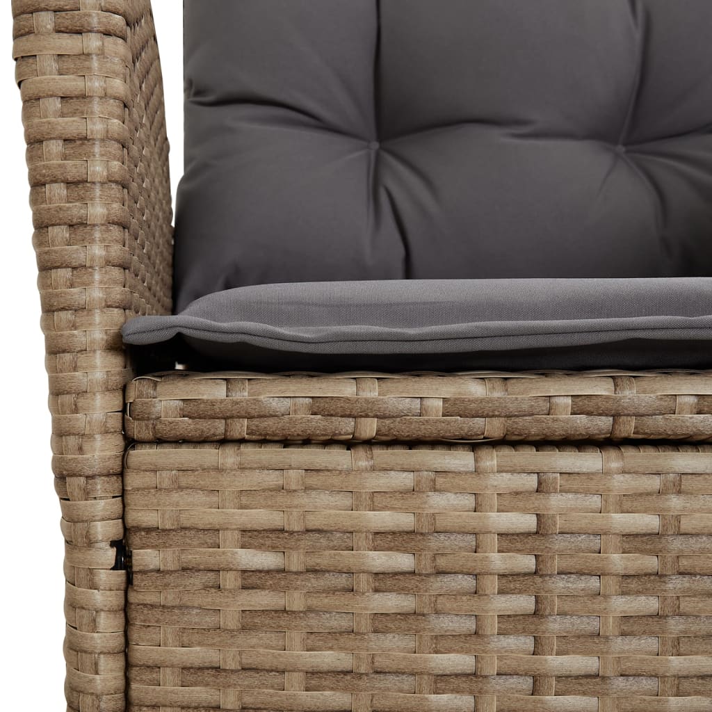 5 részes bézs polyrattan kerti étkezőgarnitúra párnákkal