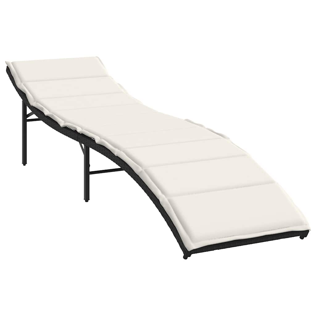 2 db fekete polyrattan napozóágy párnával
