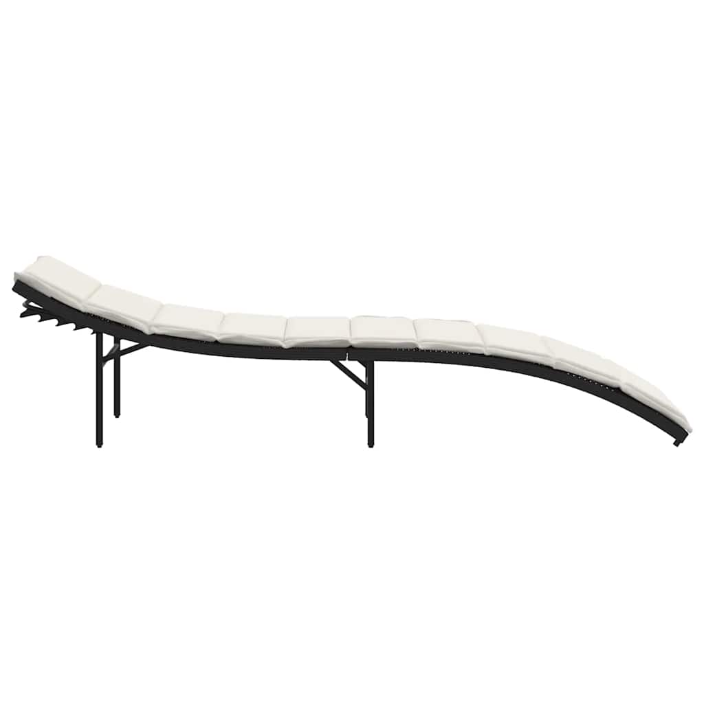 2 db fekete polyrattan napozóágy párnával