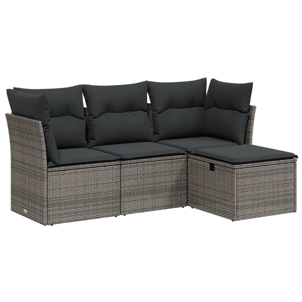 4 részes szürke polyrattan kerti ülőgarnitúra párnákkal