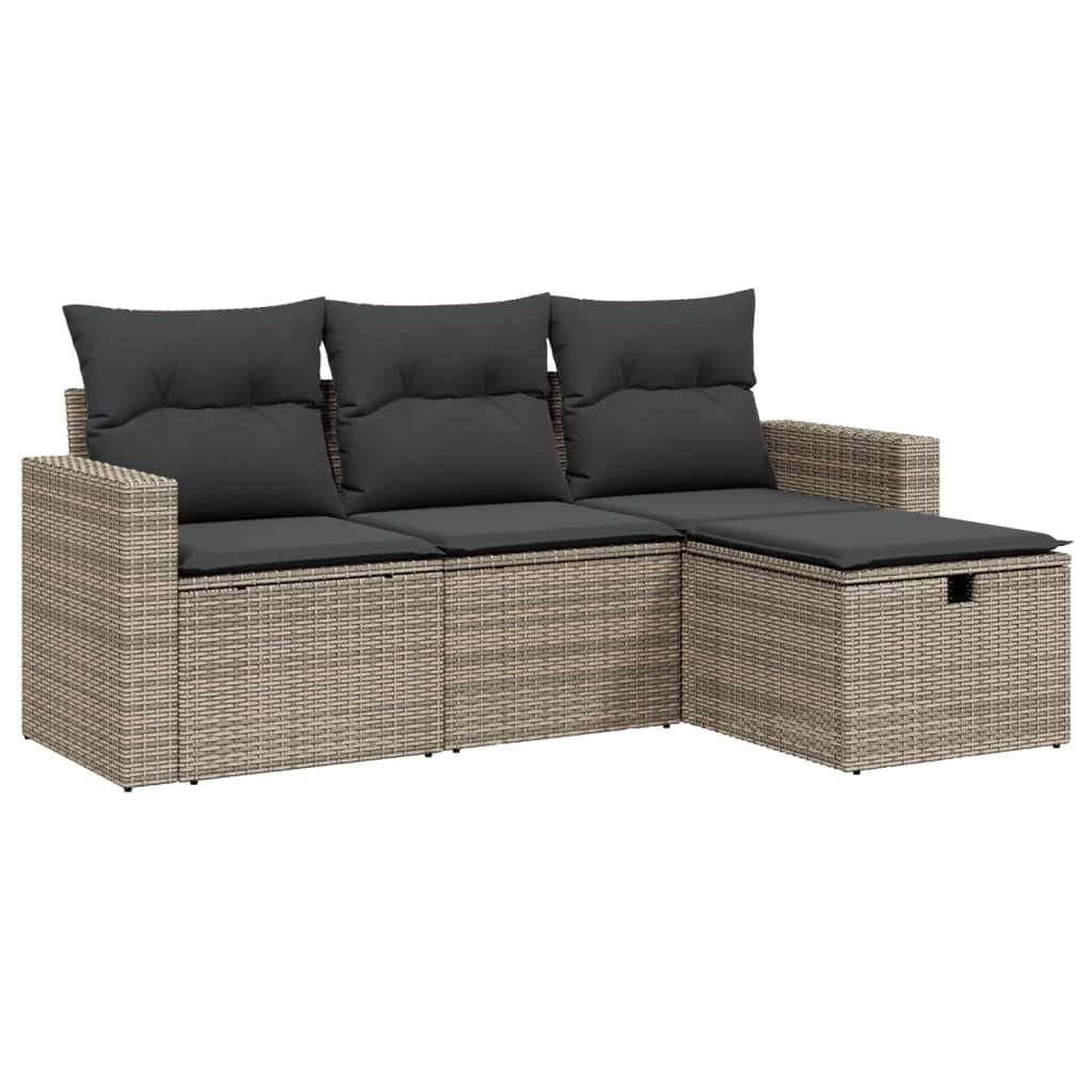 4 részes szürke polyrattan kerti ülőgarnitúra párnákkal