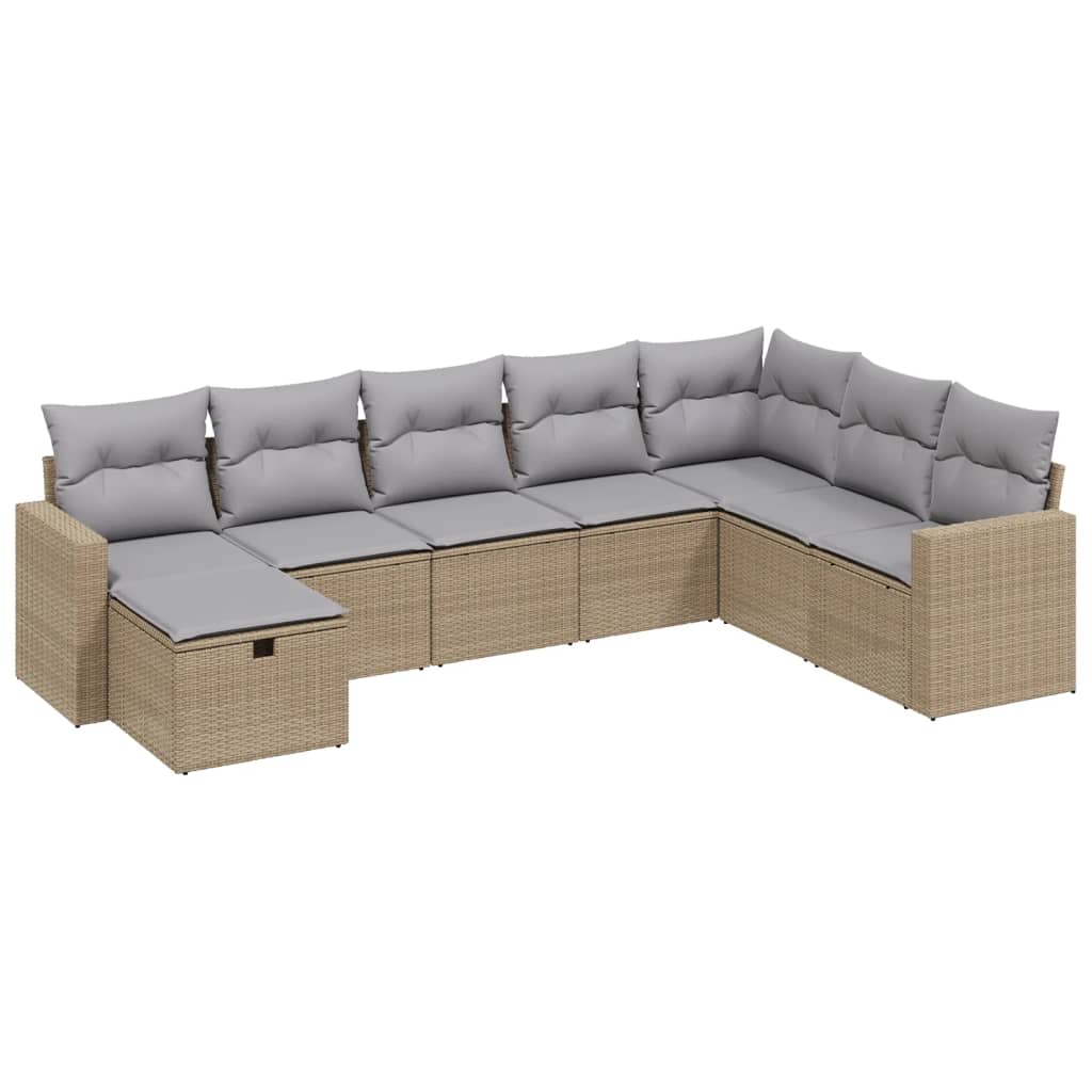 8 részes vegyes bézs polyrattan kerti ülőgarnitúra párnákkal