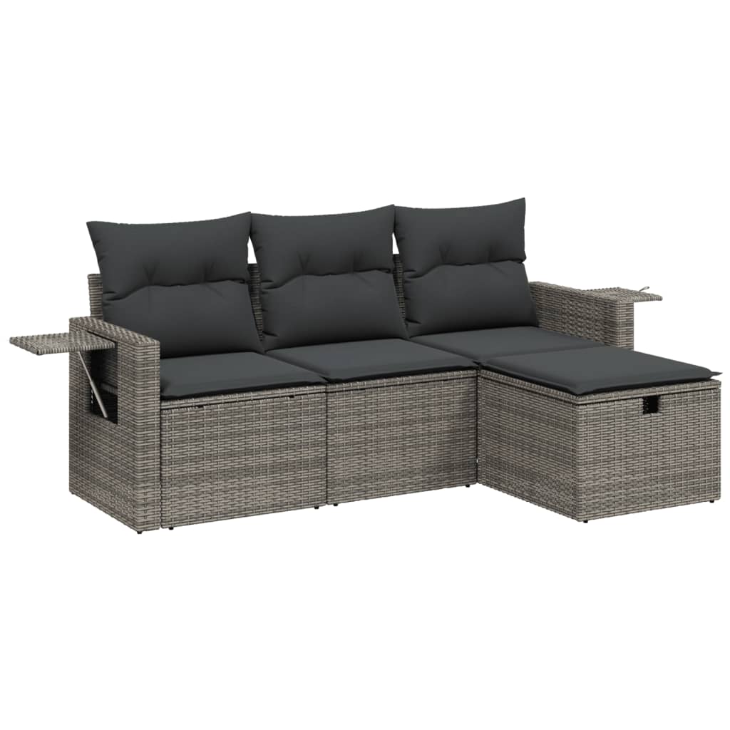 4 részes szürke polyrattan kerti ülőgarnitúra párnákkal