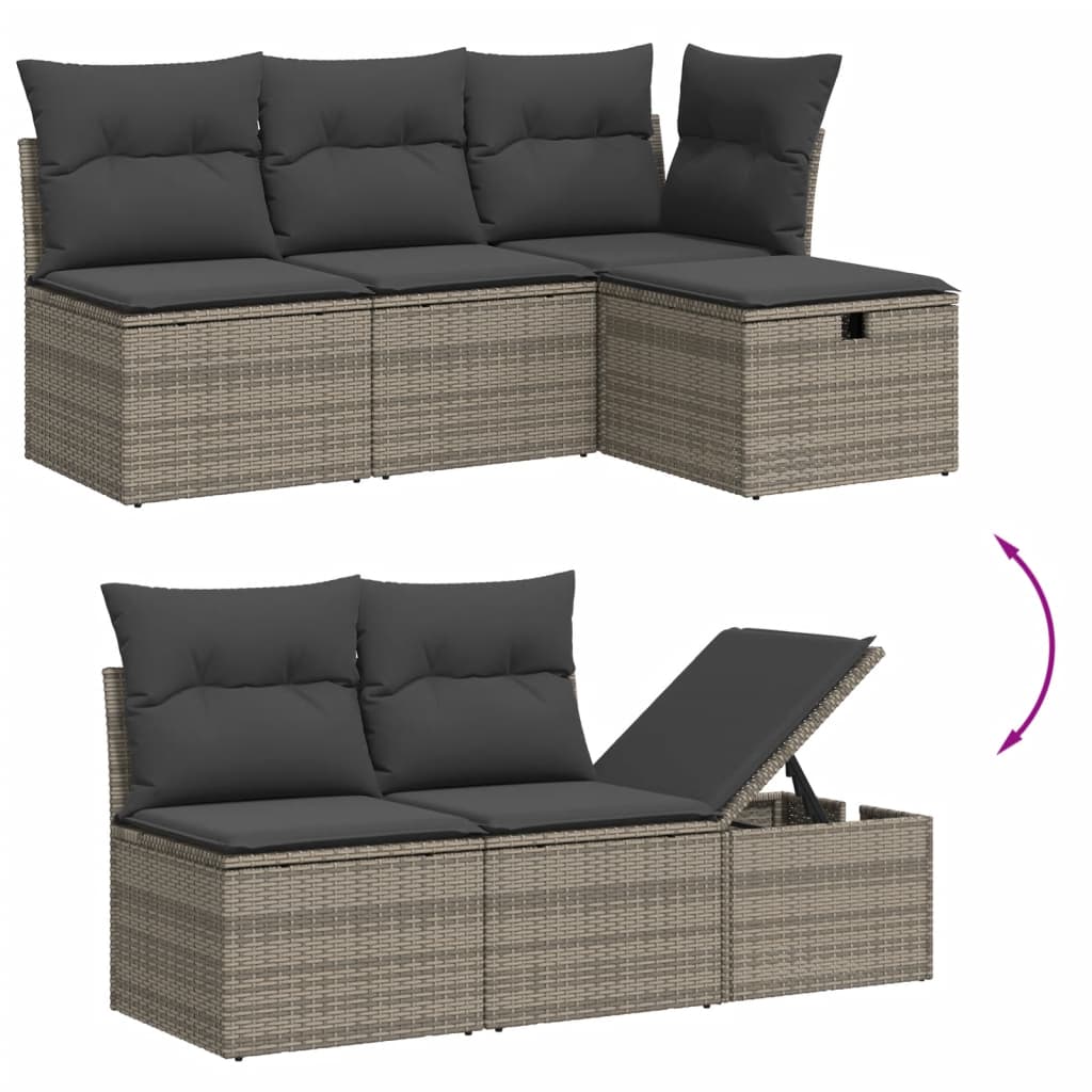 6 részes szürke polyrattan kerti ülőgarnitúra párnákkal