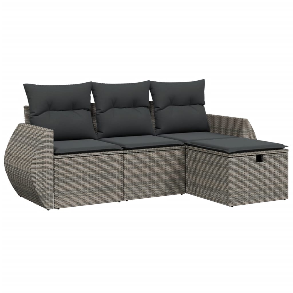4 részes szürke polyrattan kerti ülőgarnitúra párnákkal