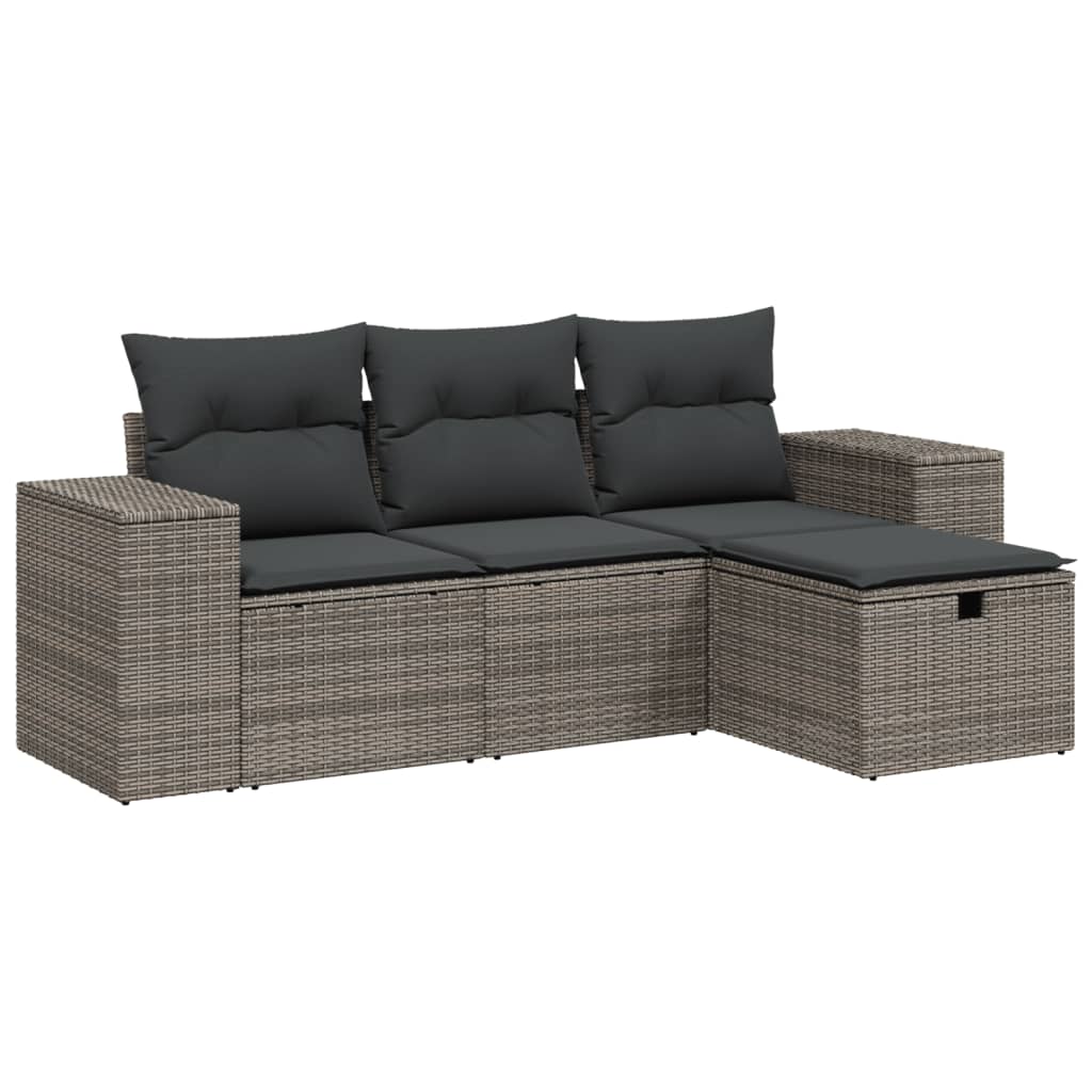 4 részes szürke polyrattan kerti ülőgarnitúra párnákkal