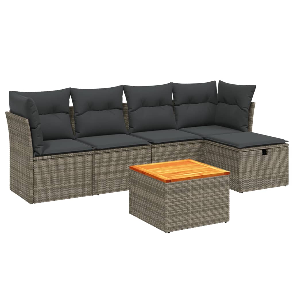 6 részes szürke polyrattan kerti ülőgarnitúra párnákkal
