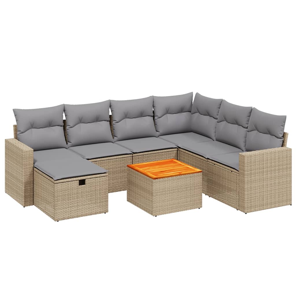 8 részes vegyes bézs polyrattan kerti ülőgarnitúra párnákkal