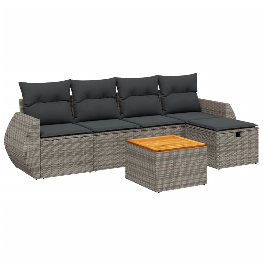 6 részes szürke polyrattan kerti ülőgarnitúra párnákkal