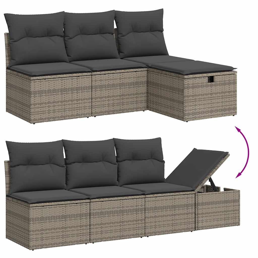 8 részes szürke polyrattan kerti ülőgarnitúra párnákkal