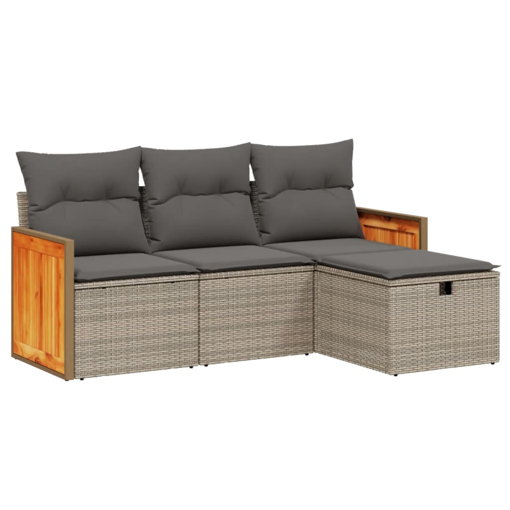 4 részes szürke polyrattan kerti ülőgarnitúra párnákkal