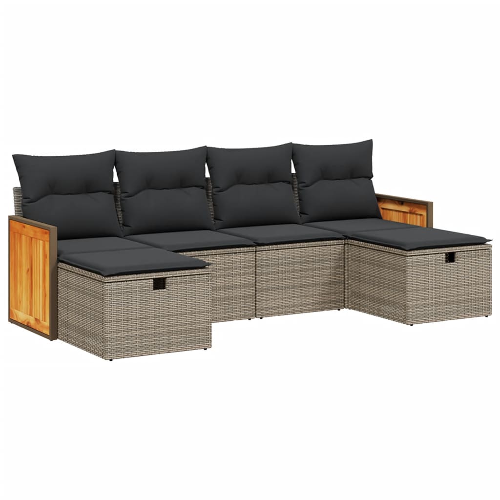 6 részes szürke polyrattan kerti ülőgarnitúra párnákkal