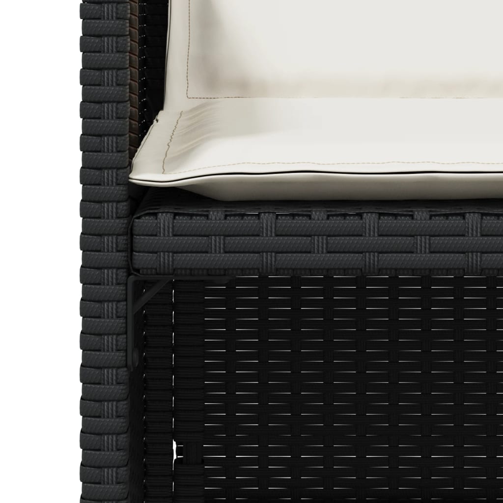 4 db fekete polyrattan kerti szék párnával
