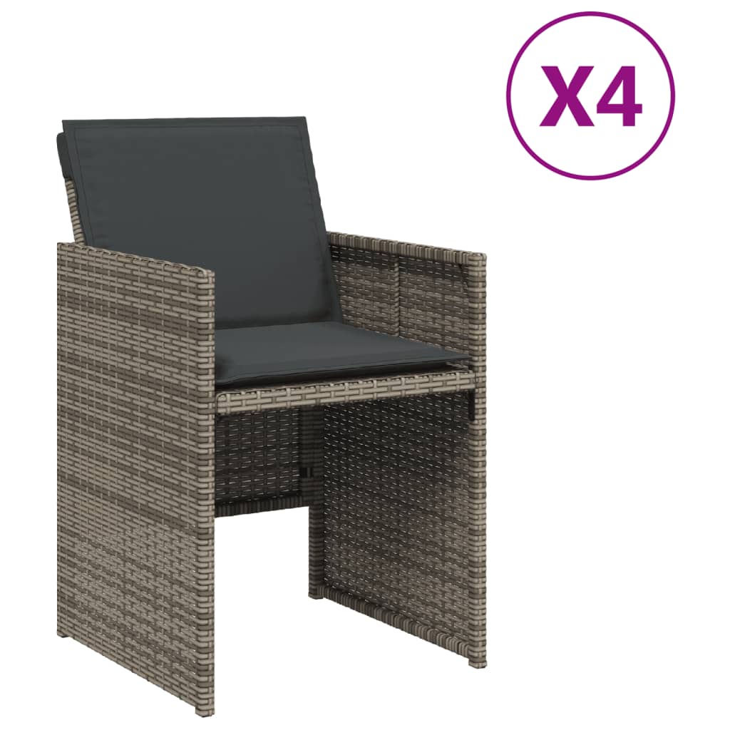 4 db szürke polyrattan kerti szék párnával