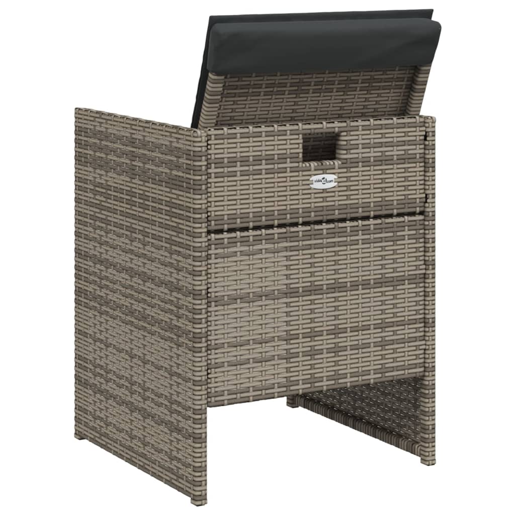 4 db szürke polyrattan kerti szék párnával