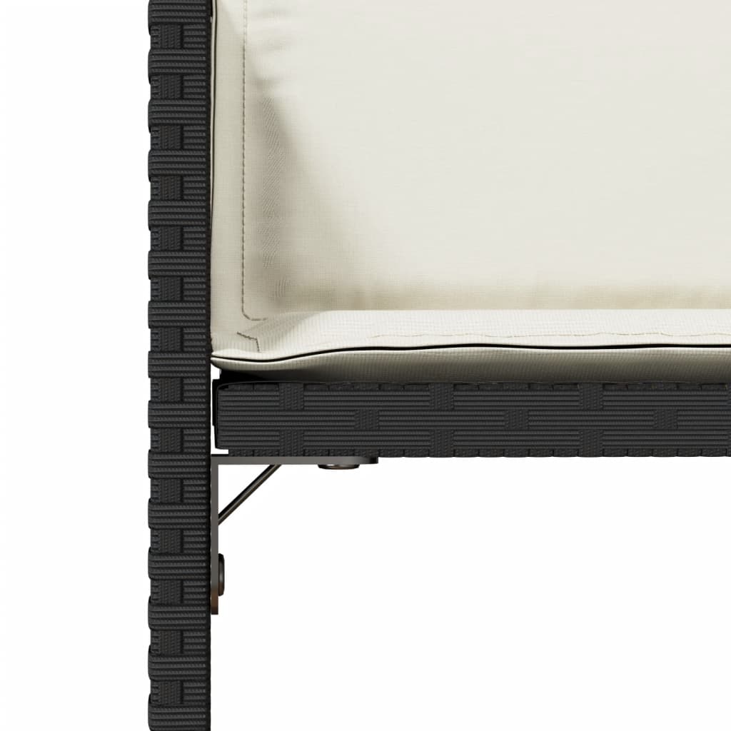4 db fekete polyrattan kerti szék párnával