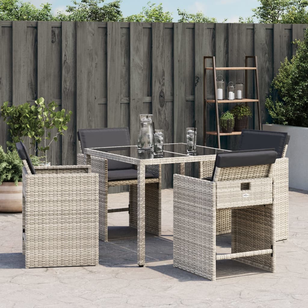 4 db világosszürke polyrattan kerti szék párnával