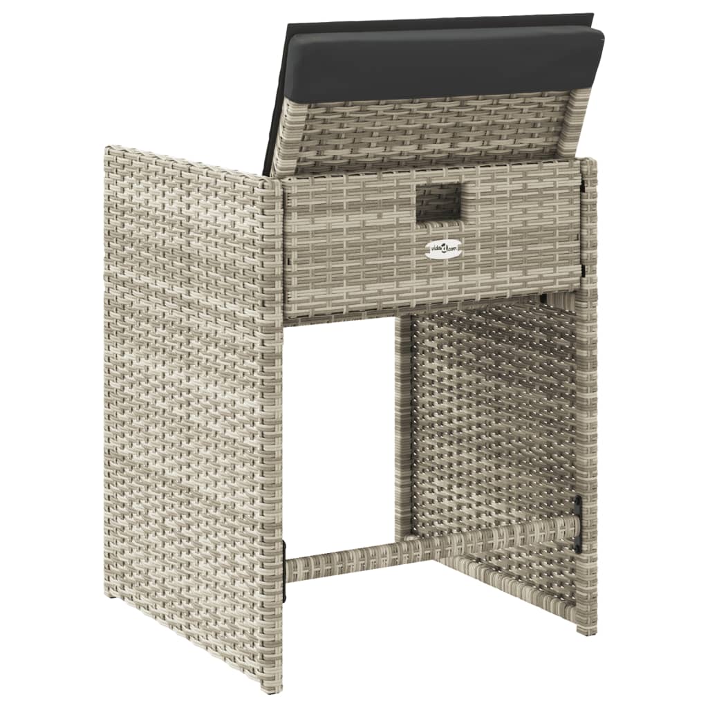 4 db világosszürke polyrattan kerti szék párnával