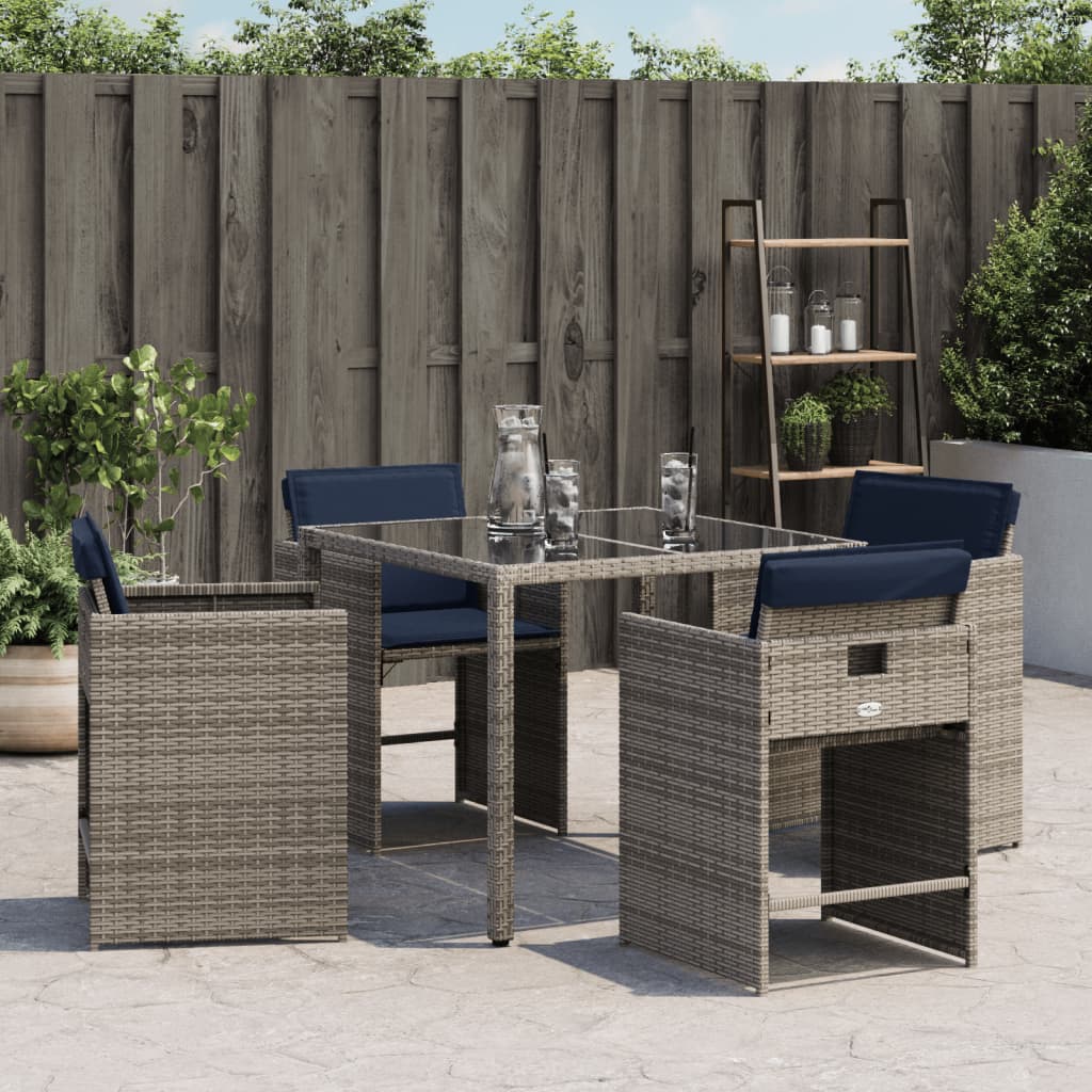 4 db szürke polyrattan kerti szék párnával
